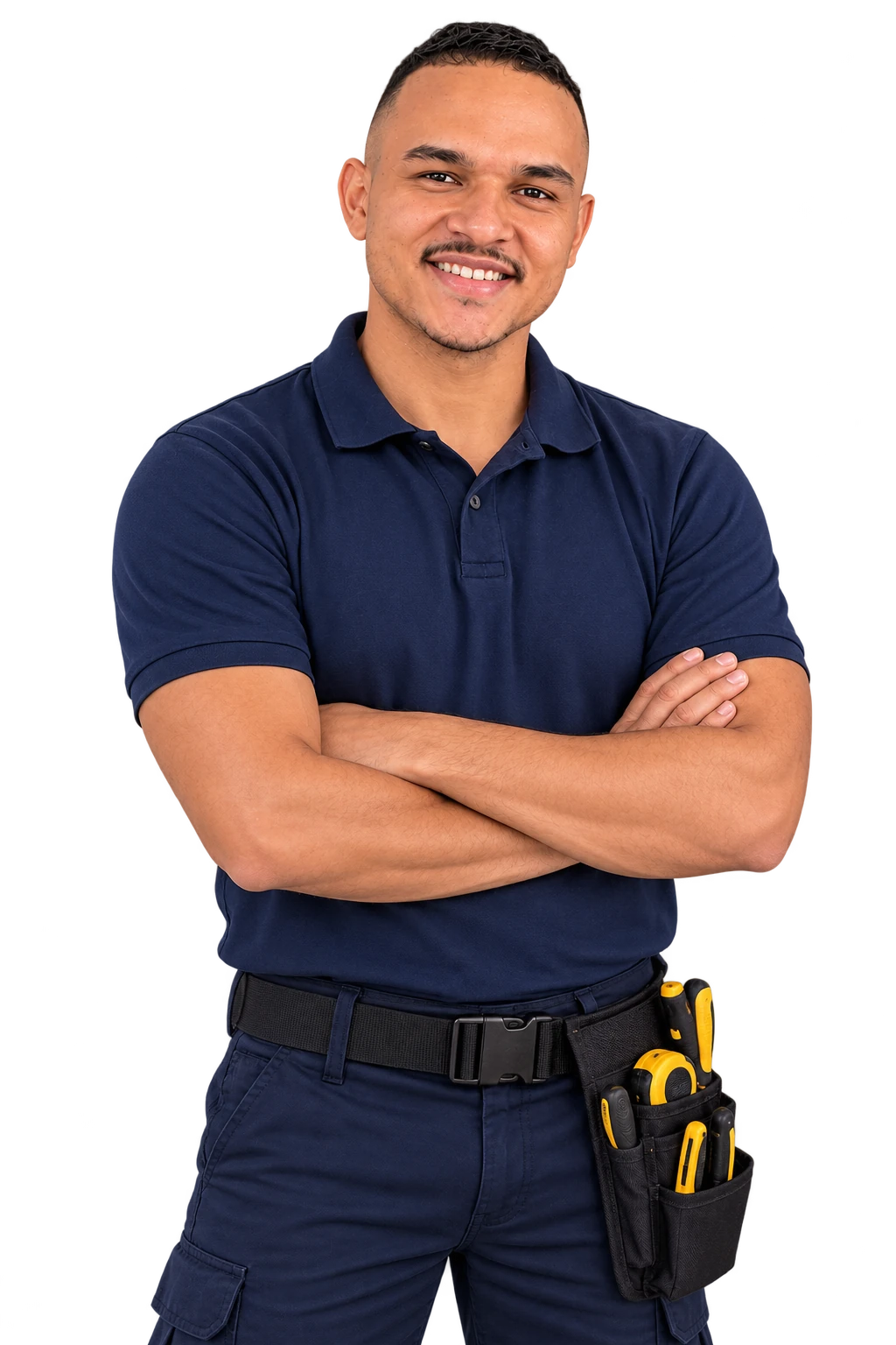 Guilherme Multi Serv, profissional residencial com cinto de ferramentas